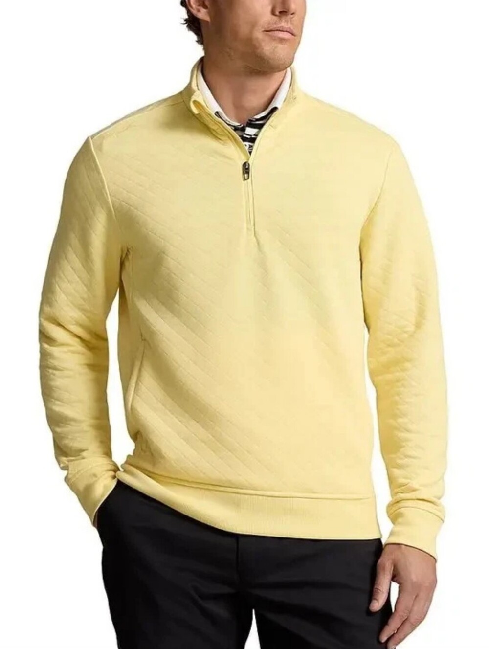 Ralph Lauren FIRE! NWT! Quilted Double-Knit Mockneck Sweater. Wicket Yellow. Md